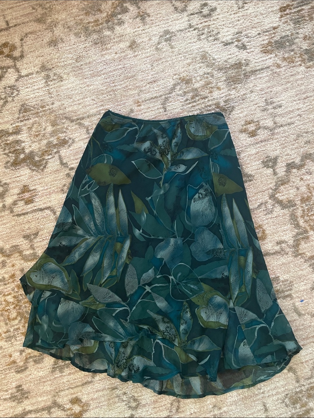 connected apparel Teal & Olive Botanical Skater Skirt